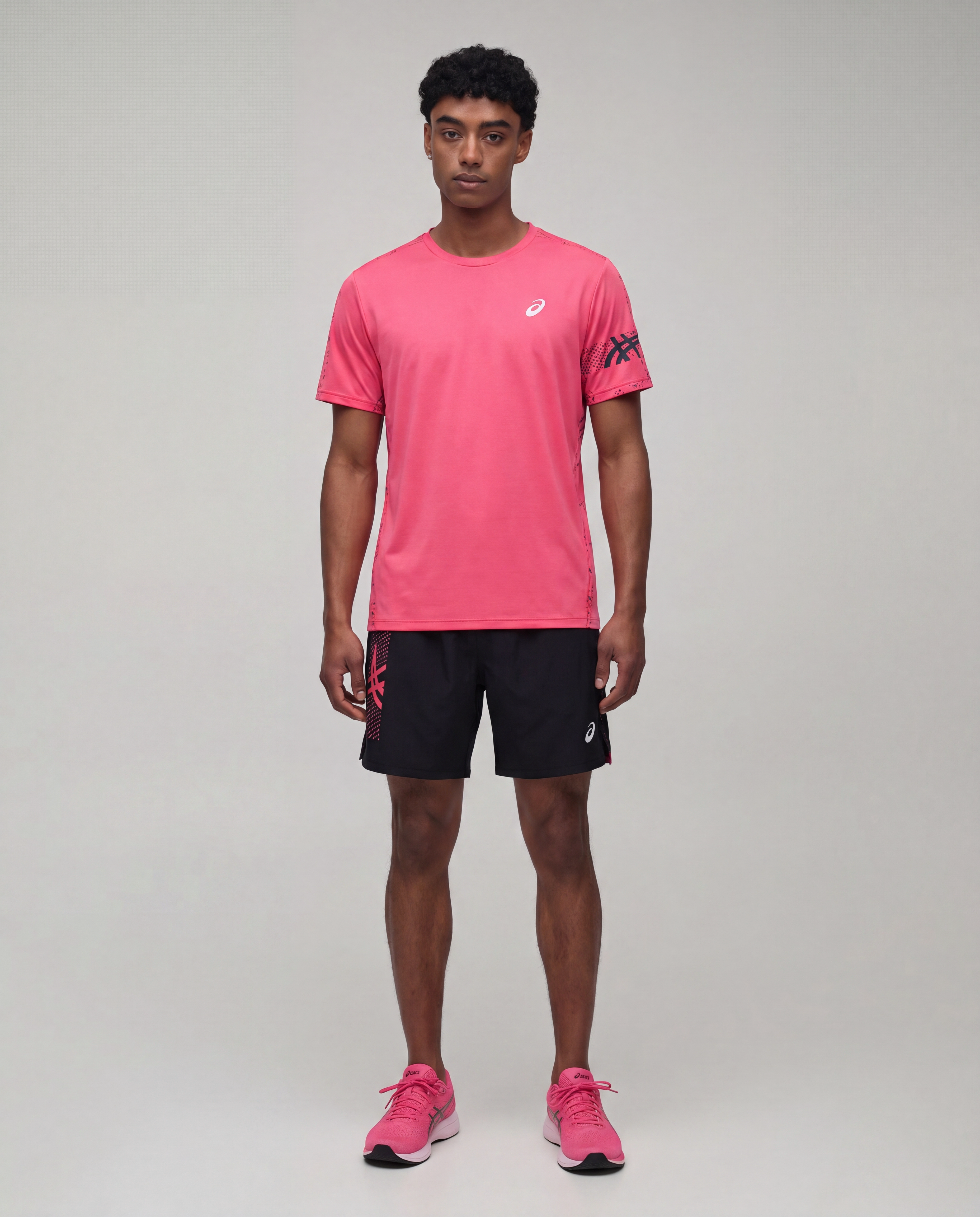 Ensemble Acixs rose vif - t-shirt et short de sport